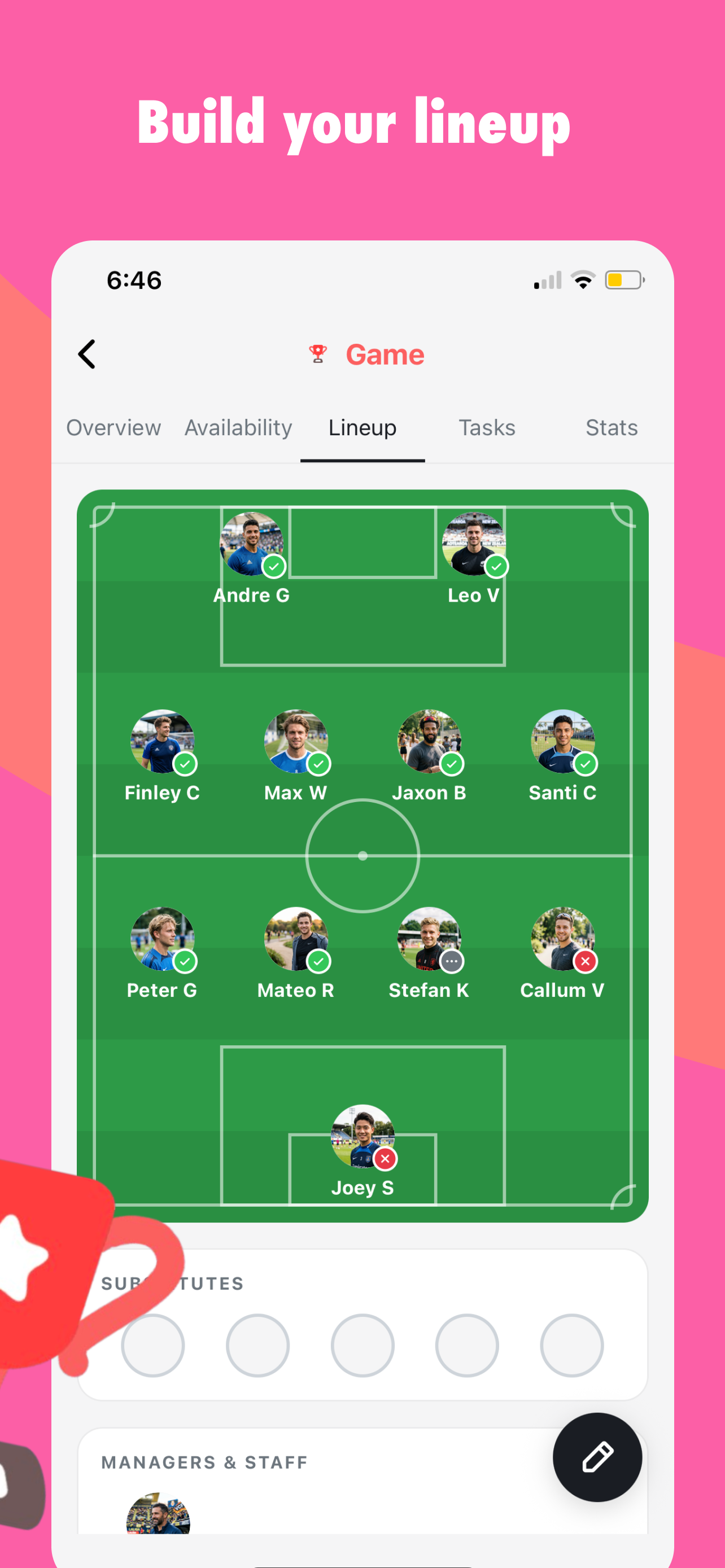 Build your lineup in Sidekick